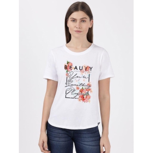 Women Basic White Printed T-shirt