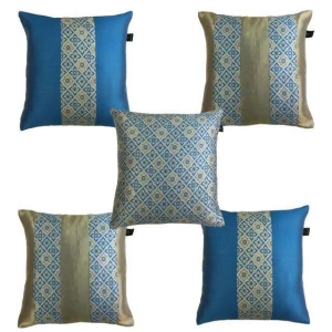 Lushomes Cushion Cover Set, sofa pillow cover set of 5, cushion covers 16 inch x 16 inch, boho cushion covers (Pack of 5)-Lushomes Cushion Cover Set / Blue