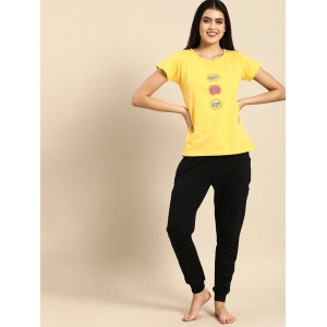 Yellow Printed Boyfriend T-shirt(Cotton)-M