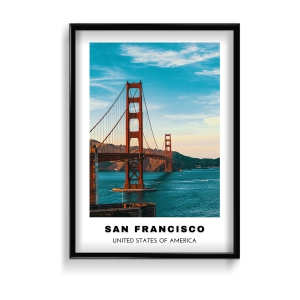 San Francisco City Art (Colored Style 2)-A1 / Black Frame