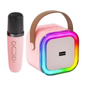 Tecsox Karaoke speaker 6 W Bluetooth Speaker Bluetooth v5.0 with USB,SD card Slot,Aux,3D Bass Playback Time 3 hrs Pink - Pink