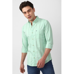 Men Green Slim Fit Stripe Full Sleeves Casual Shirt