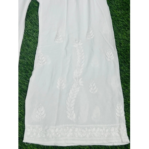 Chikan Handwork Rayon Plazzo-WHITE / Rayon / XXL