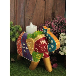 Beautiful Handcrafted Wooden Elephant Tealight-BIG : 19x8x16