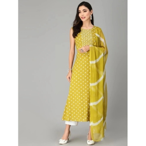 Stylum Rayon Printed A-Line Womens Kurti with Dupatta - Lime Green ( Pack of 1 ) - None