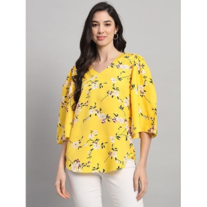 Curvydrobe Yellow Crepe Womens A-Line Top ( Pack of 1 ) - None