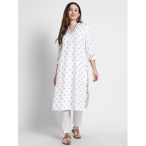 White Cotton Woven Kurta-2X Large