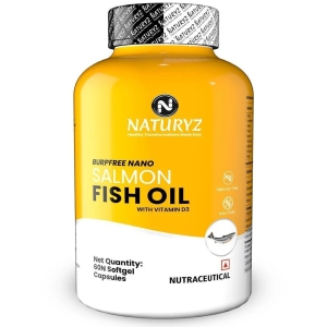 NATURYZ BURPFREE SALMON Fish Oil 2000 Mg with Vitamin D3 for Skin, Eyes, Heart & Brain - 60 Softgels