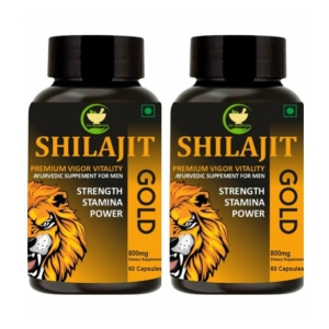 FIJ AYURVEDA Shilajit Gold Capsule Ayurvedic Shilajit for Men & Women - 800mg 60 Capsules (Pack of 2)