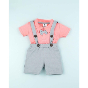 Macitoz - Rose Gold Cotton Baby Boy Dungaree Sets ( Pack of 1 ) - None