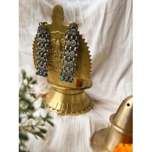 Mandapa Oxidised silver earring with turquoise beads