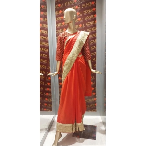 Plain saree-FS / ORANGE