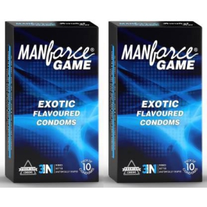 MANFORCE GAME Condoms 10 Pieces x Pack of 2 Condom  (Set of 2 20 Sheets)