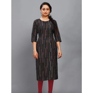 RIAANA Rayon Printed Straight Womens Kurti - Black ( Pack of 1 ) - None