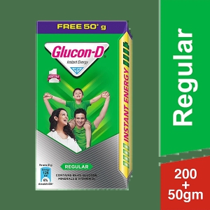 Glucon-D Instant Energy Health Drink - Regular, 200 G (Get 50 G Free), Refill