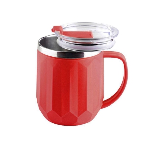 HOMETALES Stainless Steel Double Walled Coffee Mug, 450ml, Red, (1U) - Red