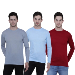 Voguehaven Mens Cotton Round Neck Full Sleeves Stylish Tshirt (Pack of 3)-M