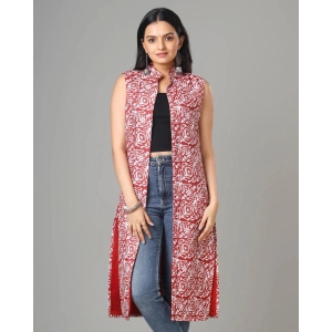 Maroon Colour Printed Long Jacket For Womens-5XL / Maroon