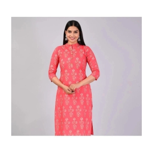 MAUKA Rayon Printed Straight Womens Kurti - Pink ( Pack of 1 ) - None