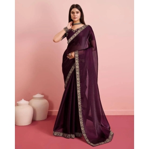 Peaceful Burberry Silk Wine Color Saree