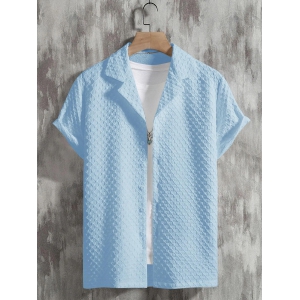 Sky Blue Bubble Half Sleeve Shirt-XXL-44