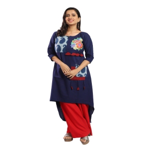 Blue Cotton Hand Embroidered Kurta