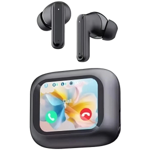 VEhop TouchScreen ANC+ENC Bluetooth True Wireless (TWS) In Ear 32 Hours Playback Active Noise cancellation IPX4(Splash & Sweat Proof) Black