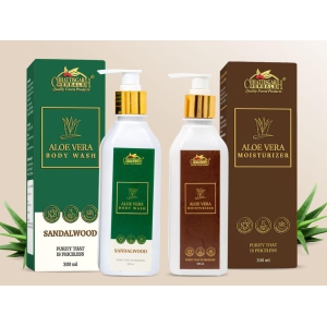 Aloevera BodyWash Sandalwood And Moisturizer Combo Pack of Two