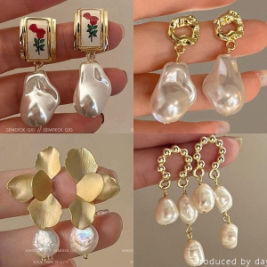 French Baroque Pearl Earrings Light Luxurious High-end Earrings-#4