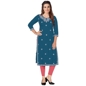 Kapadia - Blue Rayon Womens Straight Kurti ( Pack of 1 ) - None