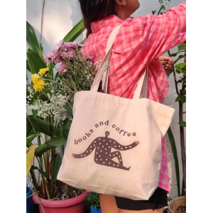 Book and Coffee Canvas Tote Bag