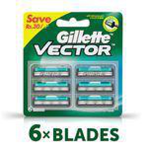 Gillette Vector Plus  Manual Shaving Razor Blades Cartridge 6 Pcs