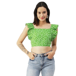 Moomaya Womens Crop Top, Square Neck, Flutter Sleeve Cotton Short Top Casual