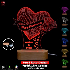 3D Illusion Multi-Color LED Rose Lamp and Rose LED Light