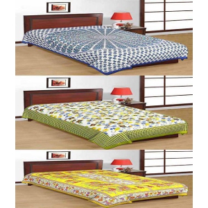 UniqChoice Combo Of 3 Jaipuri Cotton Single Bed Sheet