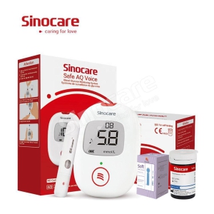 SINOCARE SAFE AQ METER WITH 50 STRIPS ( VOICE SUPPORT ) Expiry Aug 2024