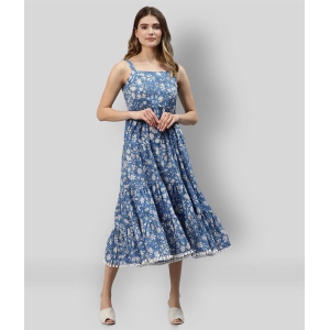 Divena - Blue Cotton Womens Fit & Flare Dress ( Pack of 1 ) - None