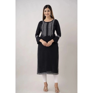 Kapadia - Black Rayon Womens Straight Kurti ( Pack of 1 ) - None