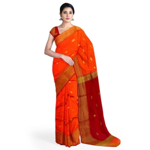 Orange Cotton Handloom Bengal Saree