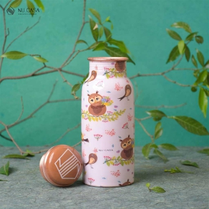 Sleeping Owl Print Copper Bottle - 500ML