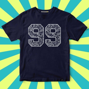 99 Printed Cool T-Shirt.-XXL / Navy Blue