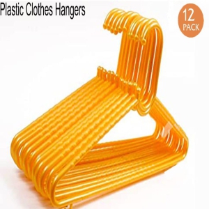 SHUBHAM Plastic Clothes Hangers for Wardrobe Heavy Duty Storage Hanger Best for Shirt,T-Shirt,Pant,Saree and Kurta,Set of 12(Orange)