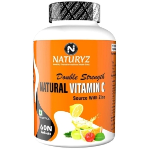 NATURYZ Double Strength Natural Vitamin C with Zinc Supplement for Immunity & Skincare - 60 Tablets