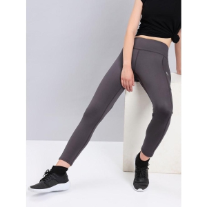 Technosport Grey Polyester Solid Tights - Single - None