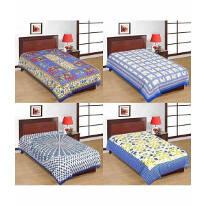 UniqChoice Multicolour Traditional Beautiful Printed Combo of 4 Single Bed Sheet