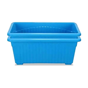 10Club Blue Plastic Flower Pot ( Pack of 2 ) - Blue