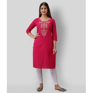 Radiksa - Pink Cotton Womens Straight Kurti ( Pack of 1 ) - XXL