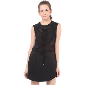 PORSORTE Lacy cut outs detailed Party Dress-S / Black