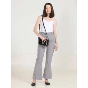 High Rise Bootcut Trousers - Grey-36