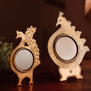 MAYURA - Peacock Shaped Aranmula Kannadi / Metal Mirror-3 Inch